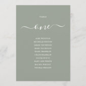 Sage Green Script Table Number 1 Seating Chart 招待状 (正面)