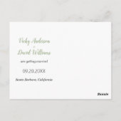 Sage green script wedding日付写真を保存 ポストカード (裏面)