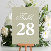Sage Green Script Wedding Table Number テーブルナンバー