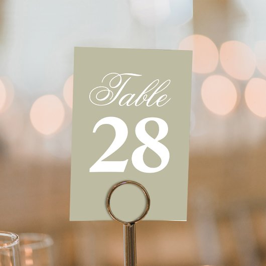 Sage Green Script Wedding Table Number テーブルナンバー