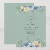 Sage Green Serene Vintage Wedding 招待状 (正面/裏面)