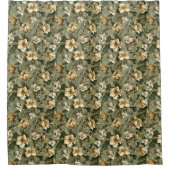 Sage Green Shower Curtain Luxury Floral Design シャワーカーテン (正面)