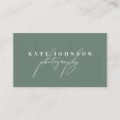 Sage Green Signature Script QRコードソーシャルメディア 名刺 (正面)