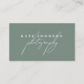 Sage Green Signature Script QRコードソーシャルメディア 名刺 (正面)