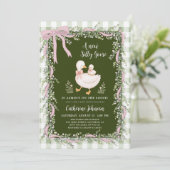 sage green silly goose オールインワン ベビーシャワー 招待状 (スタンド正面)
