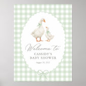 Sage Green Silly Goose Baby Shower Welcome Sign ポスター (正面)