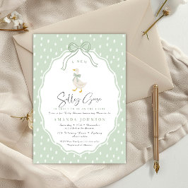 Sage Green Silly Goose Coquette Baby Shower 招待状