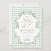 Sage Green Silly Goose Gender Neutral Baby Shower 招待状 (正面)