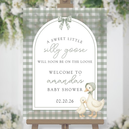 Sage Green Silly Goose Storybook Baby Shower アクリルサイン