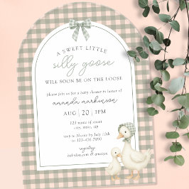 Sage Green Silly Goose Storybook Baby Shower アクリル招待状