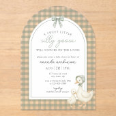 Sage Green Silly Goose Storybook Baby Shower アクリル招待状 (正面)