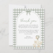 Sage Green Silly Goose Storybook Baby Shower サンキューカード (正面)
