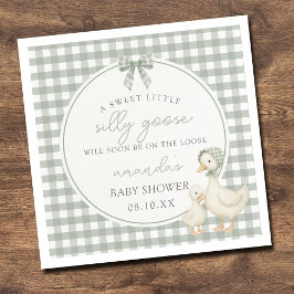 Sage Green Silly Goose Storybook Baby Shower スタンダードカクテルナプキン