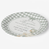 Sage Green Silly Goose Storybook Baby Shower ペーパープレート (アングル)