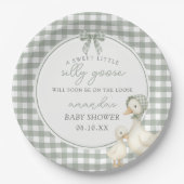 Sage Green Silly Goose Storybook Baby Shower ペーパープレート (正面)