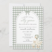 Sage Green Silly Goose Storybook Baby Shower 招待状 (正面)