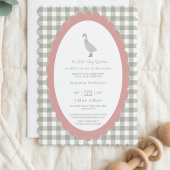 Sage Green Silly Little Goose Baby Shower QR Code  招待状