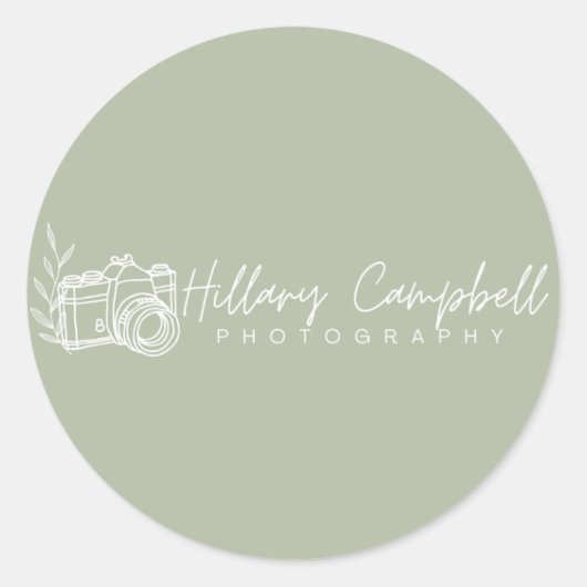  sage green Simple 小規模ビジネス ロゴ プロモーション ラウンドシール (正面)