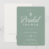 Sage Green Simple Chic Bridal Shower Invitation セーブザデート (正面/裏面)