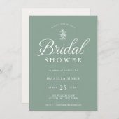Sage Green Simple Minimal Bridal Shower Invitation 招待状 (正面/裏面)