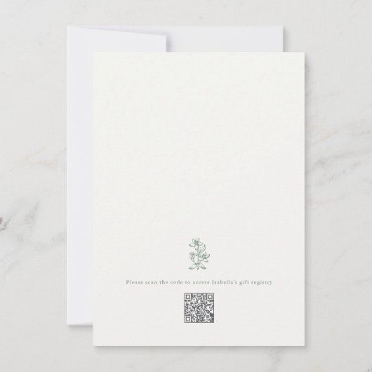 Sage Green Simple Minimal Bridal Shower Invitation 招待状 (裏面)