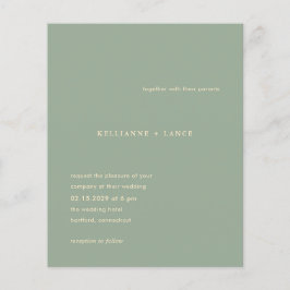 Sage Green Simple Modern Budget Wedding Invitation チラシ