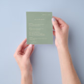Sage Green Simple Modern Budget Wedding Menu チラシ (手)