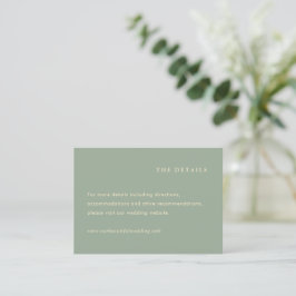 Sage Green Simple Modern Wedding エンクロージャーカード