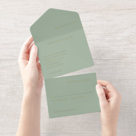 Sage Green Simple Modern Wedding オールインワン招待状