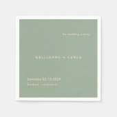 Sage Green Simple Modern Wedding スタンダードカクテルナプキン (正面)