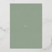 Sage Green Simple Modern Wedding Foil Menu 箔招待状 (裏面)