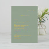 Sage Green Simple Modern Wedding Foil Menu 箔招待状 (立ち正面)