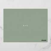 Sage Green Simple Modern Wedding Foil RSVP Card 箔招待状ポストカード (裏面)