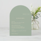 Sage Green Simple Modern Wedding Menu 招待状 (スタンド正面)