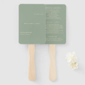 Sage Green Simple Modern Wedding Program ハンドファン (正面&裏面)