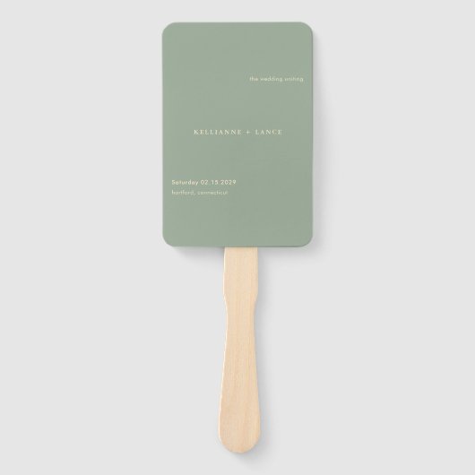 Sage Green Simple Modern Wedding Program ハンドファン (正面)