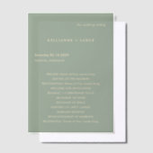 Sage Green Simple Modern Wedding Program ベラム紙招待状 (オフセット)
