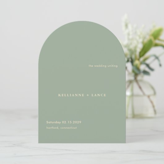 Sage Green Simple Modern Wedding Program 招待状 (スタンド正面)