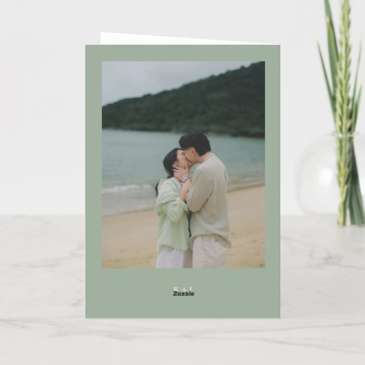 Sage Green Simple Modern Wedding Program 箔グリーティングカード (裏面)