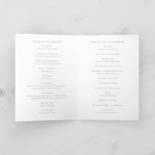 Sage Green Simple Modern Wedding Program 箔グリーティングカード (内側レイダウン)