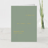 Sage Green Simple Modern Wedding Program 箔グリーティングカード (正面)