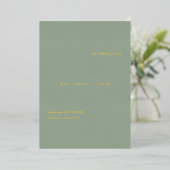 Sage Green Simple Modern Wedding Program 箔招待状 (立ち正面)