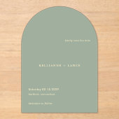 Sage Green Simple Modern Wedding Save the Date アクリル招待状 (正面)
