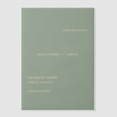 Sage Green Simple Modern Wedding Save the Date ベラム紙招待状 (正面)