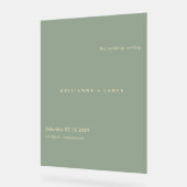 Sage Green Simple Modern Wedding Welcome アクリルサイン (傾斜)