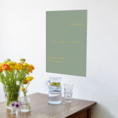 Sage Green Simple Modern Wedding Welcome Sign 箔ポスター (レイダウン (キッチン))