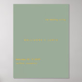 Sage Green Simple Modern Wedding Welcome Sign 箔ポスター (正面)