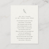 Sage Green Simple Photo Funeral Poem Prayer Card 名刺 (裏面)