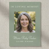 Sage Green Simple Photo Funeral Poem Prayer Card 名刺