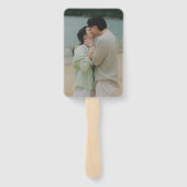 Sage Green Simple Photo Modern Wedding ハンドファン (裏面)